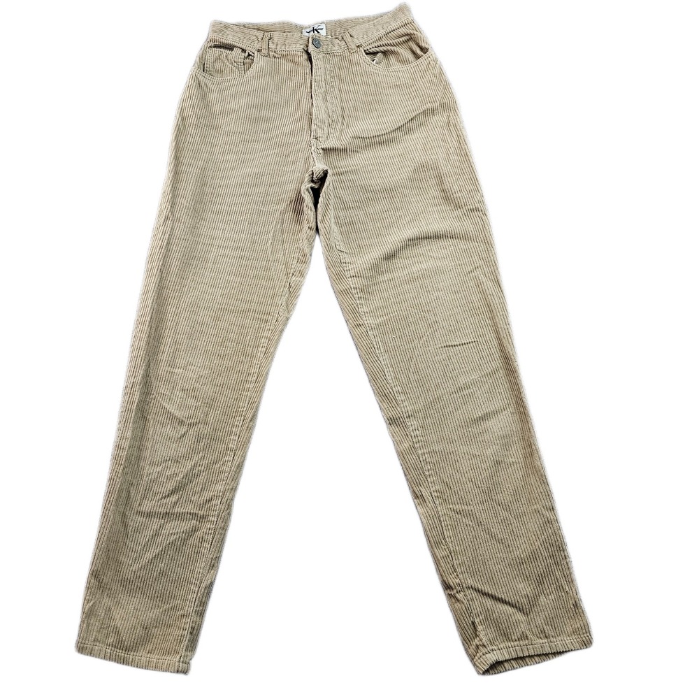 Calvin Klein Corduroy Pants Womens 10 Beige‎ 5 Pockets High Rise Straight Leg